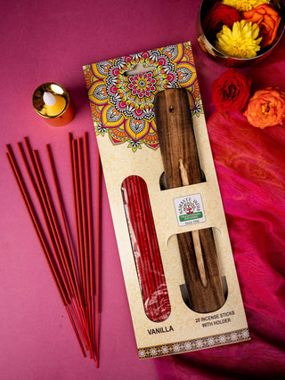 Incense sticks with holder for safe home use by Namaste India